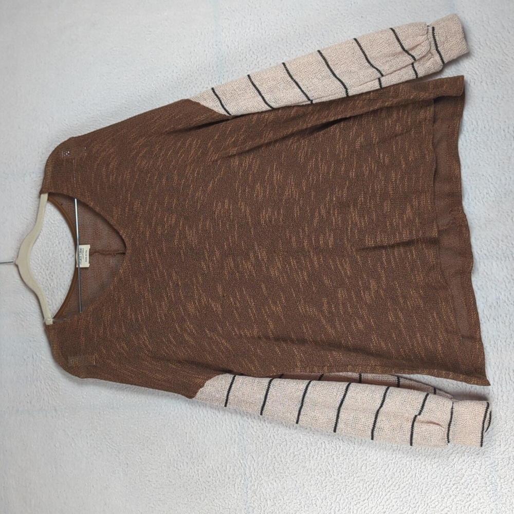 Peach Love California Women's Brown Oversized Cozy‎ Casual Long Sleeve Shirt M
